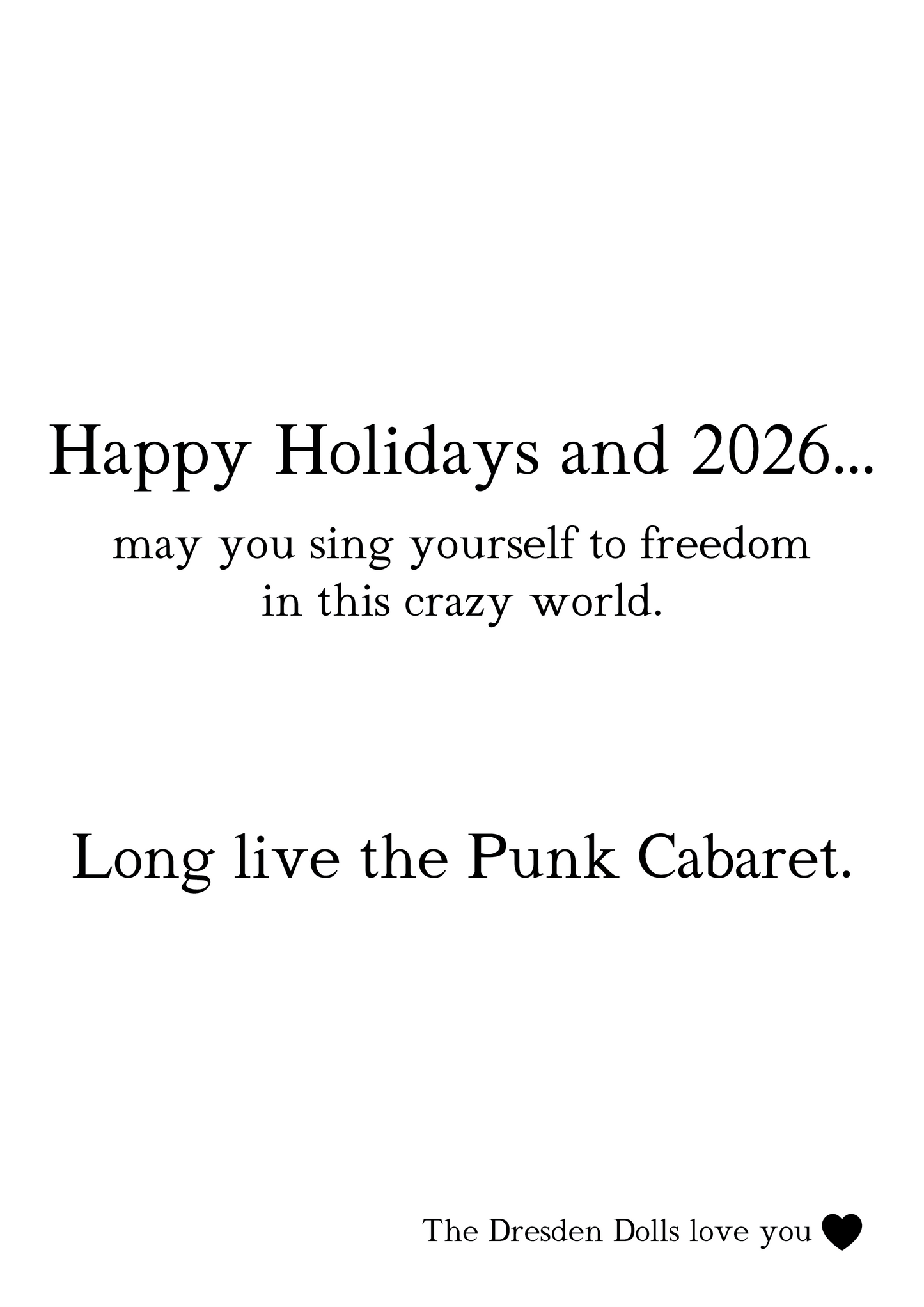 Dresden Dolls 5"x7" Signed Holiday Card